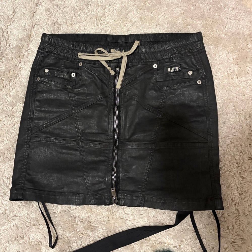 Rick Owens Black Mini Skirt with Utility Straps - Picture 3 of 7